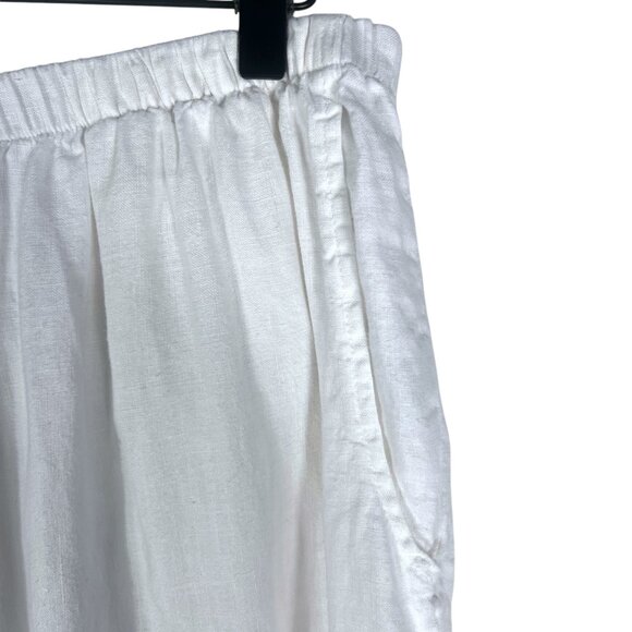 FLAX 100% Linen Wide Leg Elastic Waist Pants in White Size L (14, 16, 18) - Picture 4 of 11